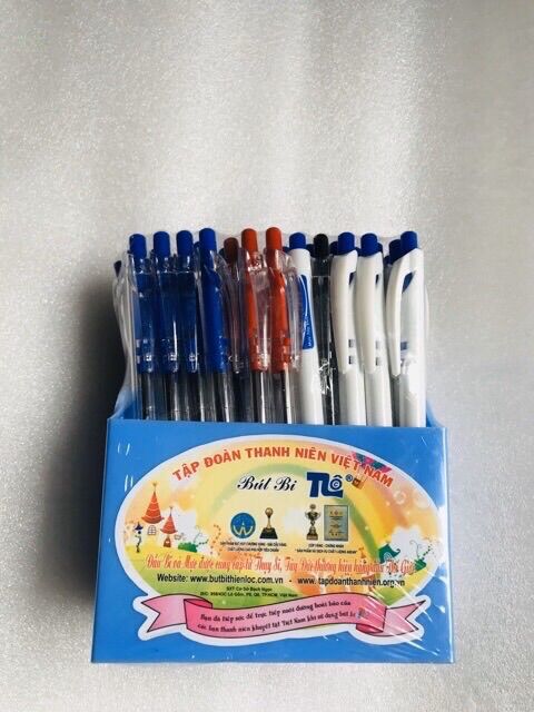 Set 10 cây bút bi xanh, mực êm, bi kệ
