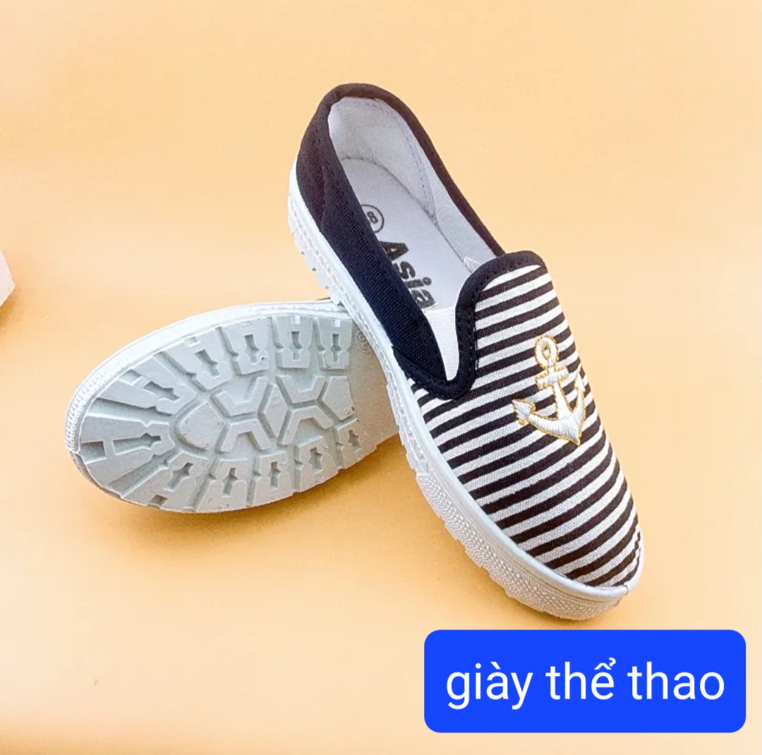 Giày nữ ASIA màu xanh ( kẻ sọc)