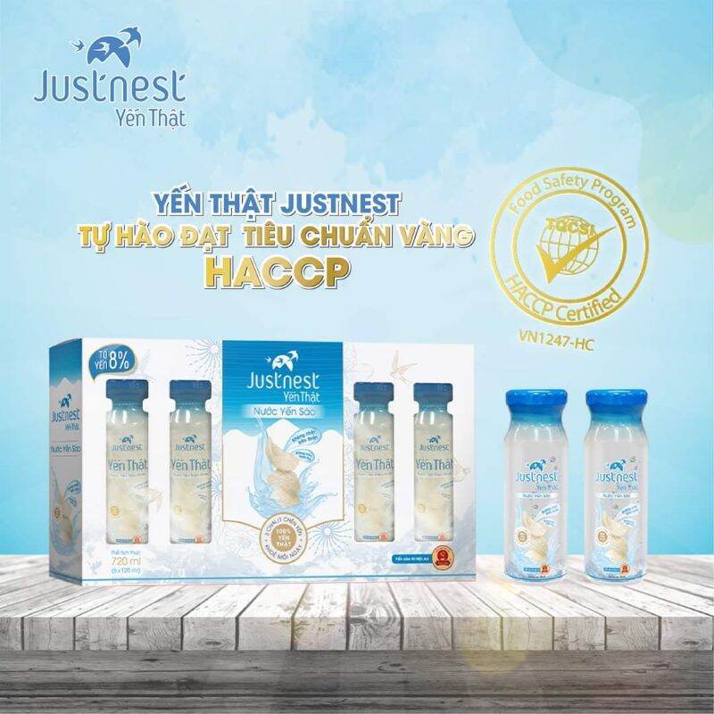 Nước yến justnest 8% 6 chai có TÚI  date 6.2025 tự nhiên, táo, hạt chia