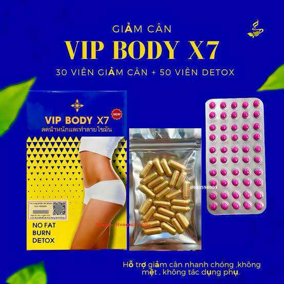 Giảm Cân Vip BoDy X7+vỉ 50 detox Chính Hãng Thái Lan