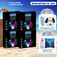 [SẢN PHẨM MỚI] Bộ 4 bao cao su Durex Mutual Climax kéo dài thời gian và gân gai, size 52.5 mm, hộp 3 bao