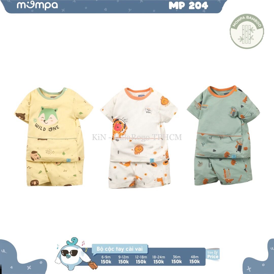 MP204 - Bộ quần áo cộc tay Mompa vải bamboo mỏng mịn, thoáng mát