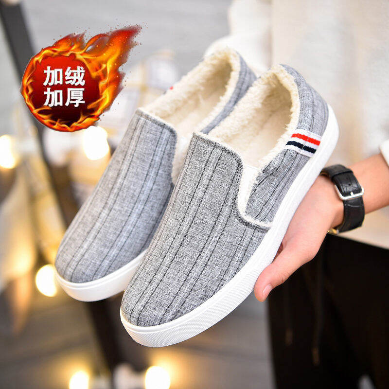 Giày Vải Nam Mùa Xuân Đế Bằng Denim Thời Trang Giày Lười Đa Năng Có Dây Giày Đóng Cửa