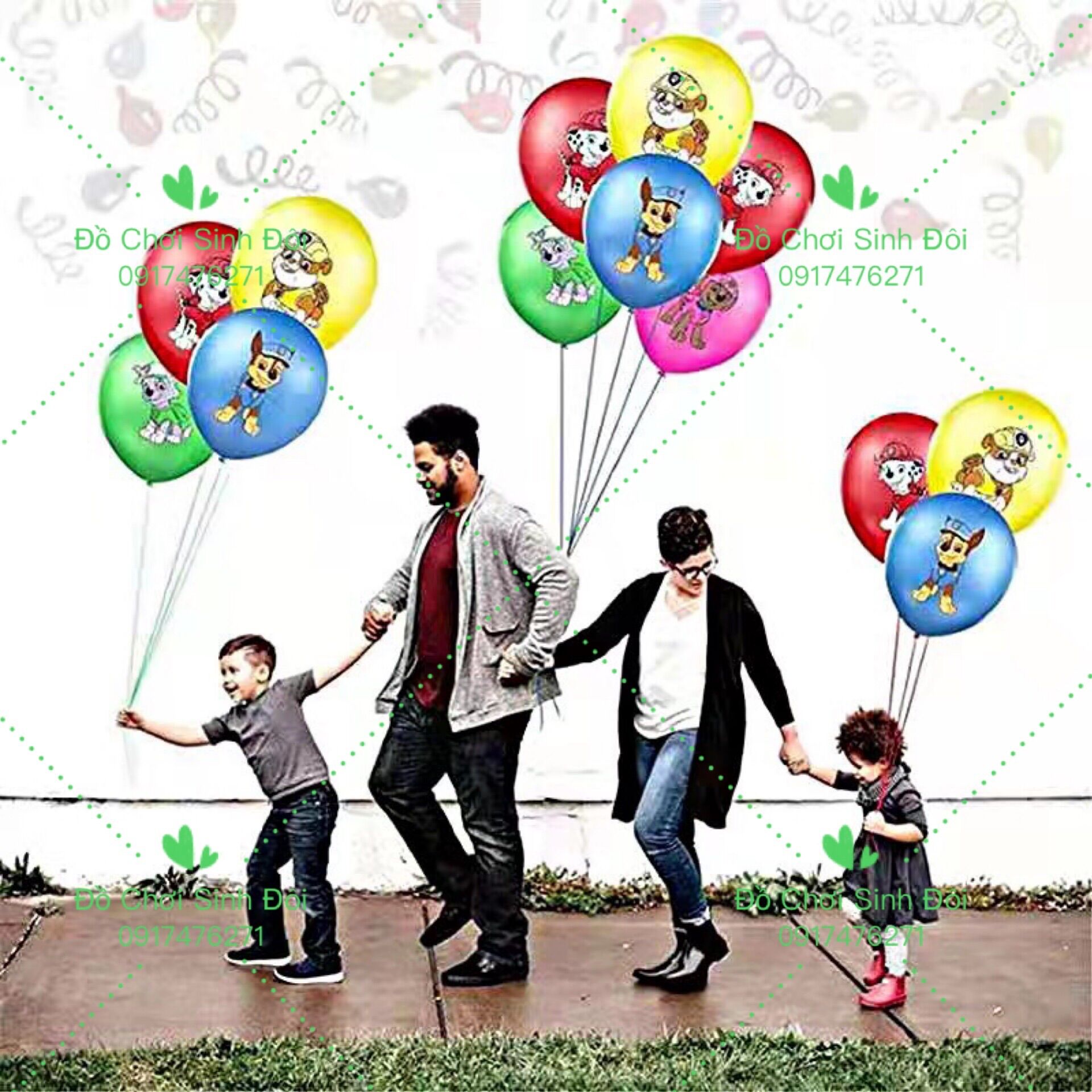 Bong bóng hình đội chó cứu hộ - combo 10 cái