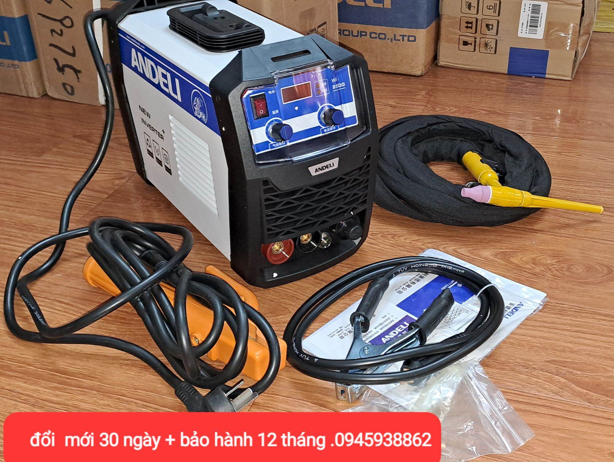 máy hàn tig ws-250G+máy hàn que ANDELI (mỏ tig 4m+dây kìm hàn que 3m+kẹp mát 2m