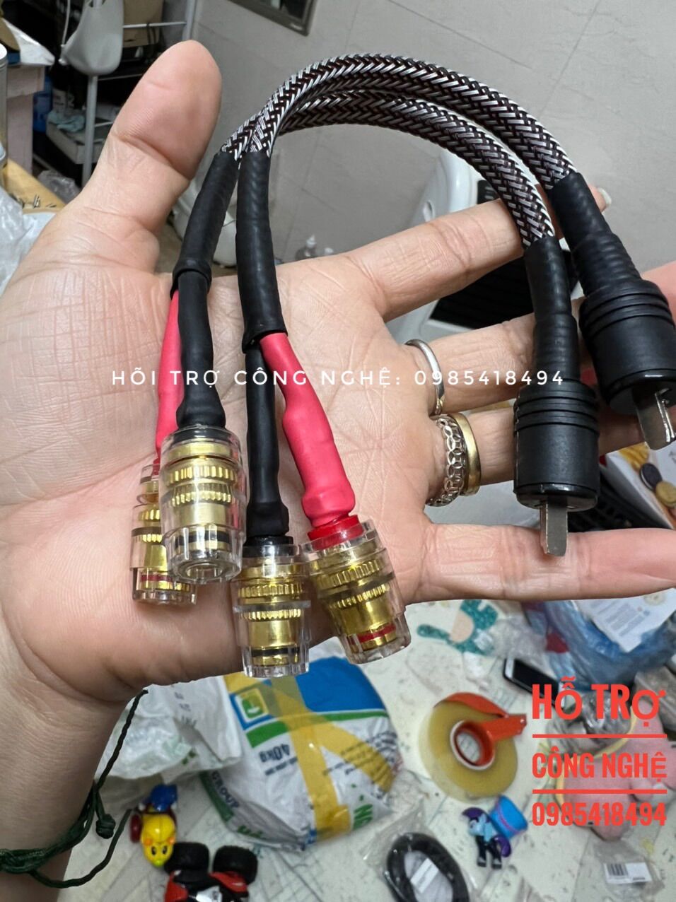 Dây chuyển jack loa din tròn dẹt sang bắp chuối