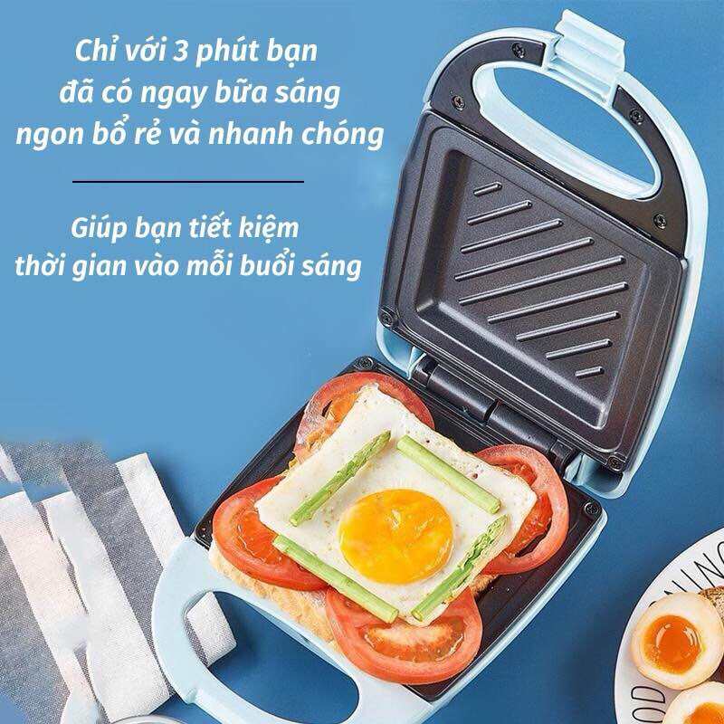 Máy Nướng Bánh Mì Sandwich ZHIBAO Kẹp Làm Nóng 2 Mặt Rán Trứng Làm Đồ Ăn Sáng Nhanh Chóng Tiện Lợi