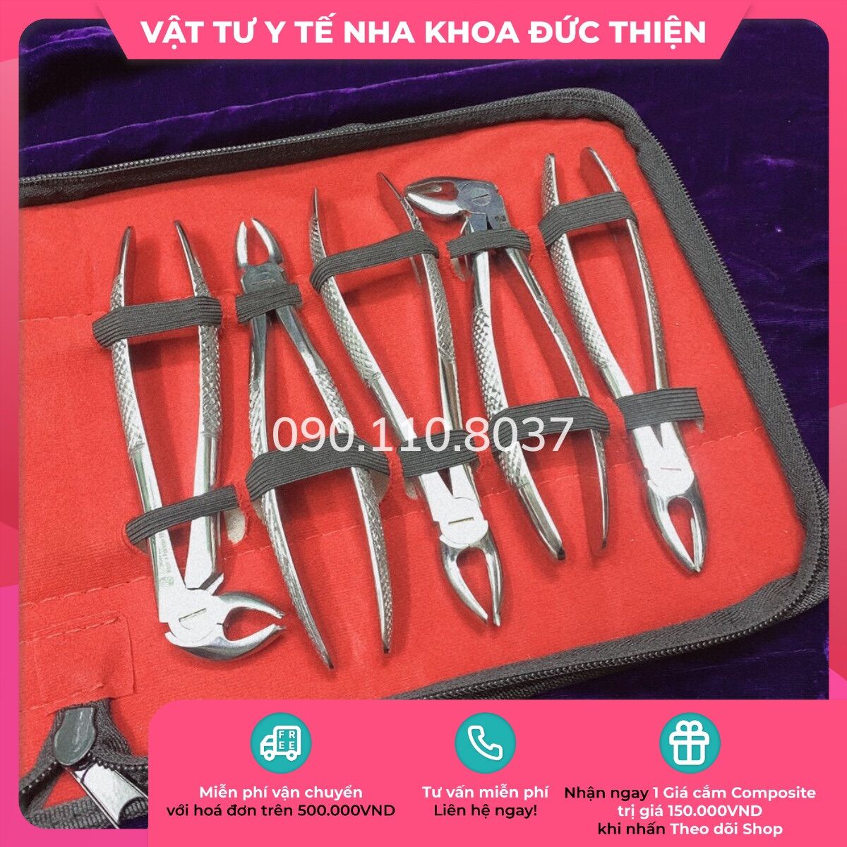 Bộ kềm nhổ răng người lớn 9 cây -dụng cụ nha khoa
