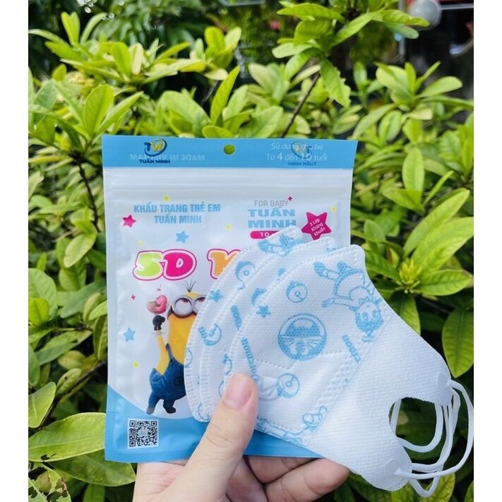 Sỉ 100 khẩu trang 5D cho bé 4-10 tuổi