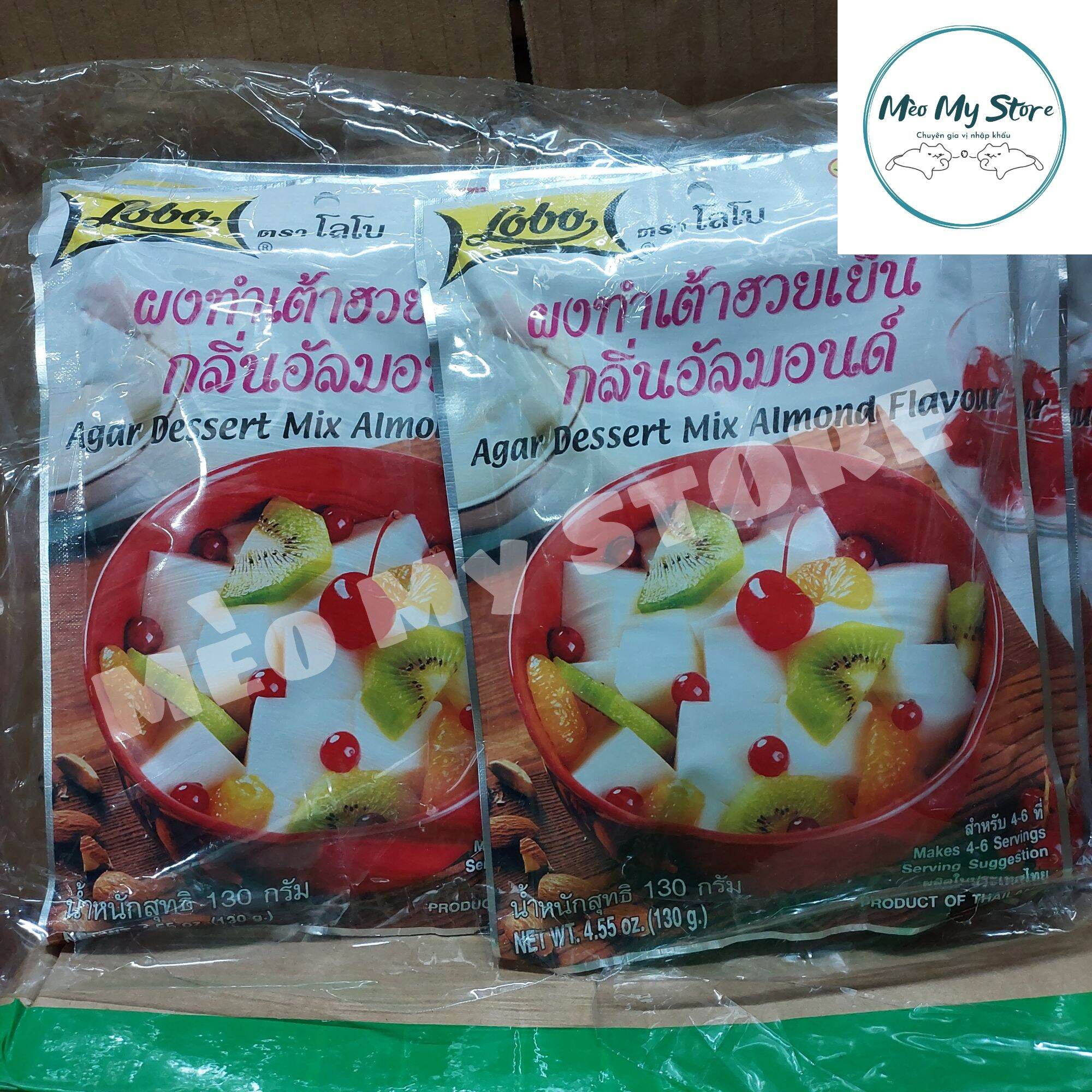 Bột rau câu hương hạnh nhân hiệu lobo thái lan 10gói × 130gram
