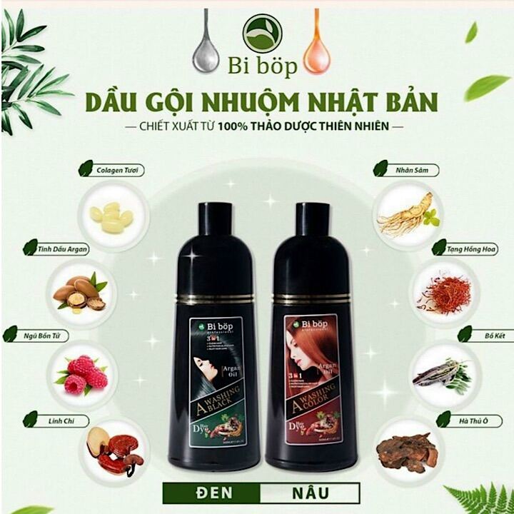 [Chính Hãng][Siêu Rẻ] Dầu Gội Nhuộm Đen Thảo Dược Phủ Bạc Nhật Bản Bibop