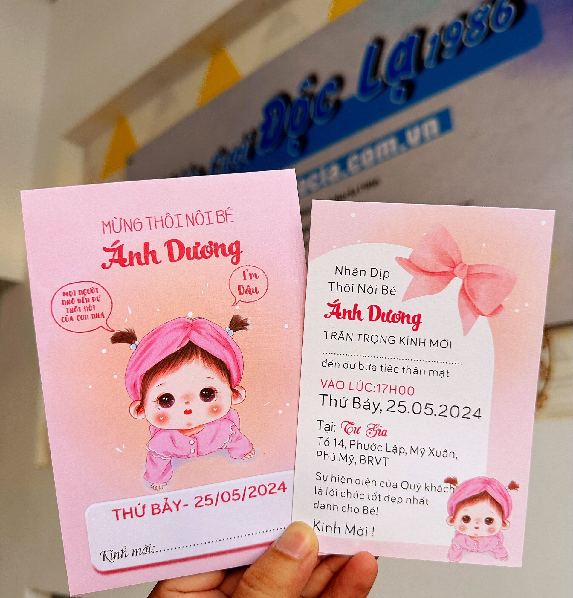 Combo 50 thiệp Thôi Nôi, Sinh Nhật, Đầy Tháng cho bé gái