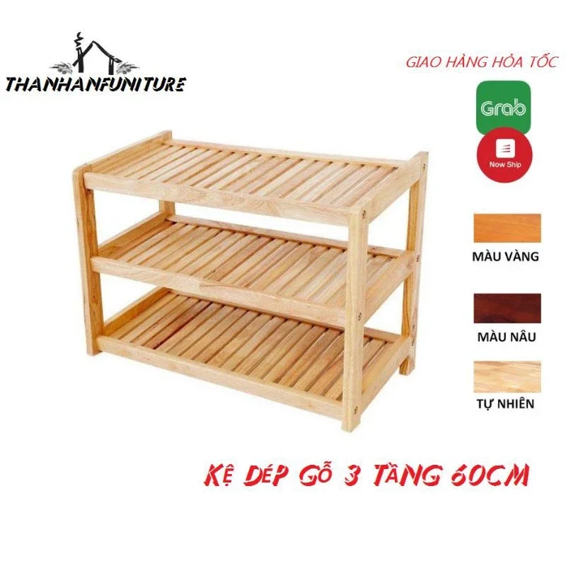 Kệ dép gỗ 60cm - 3 tầng
