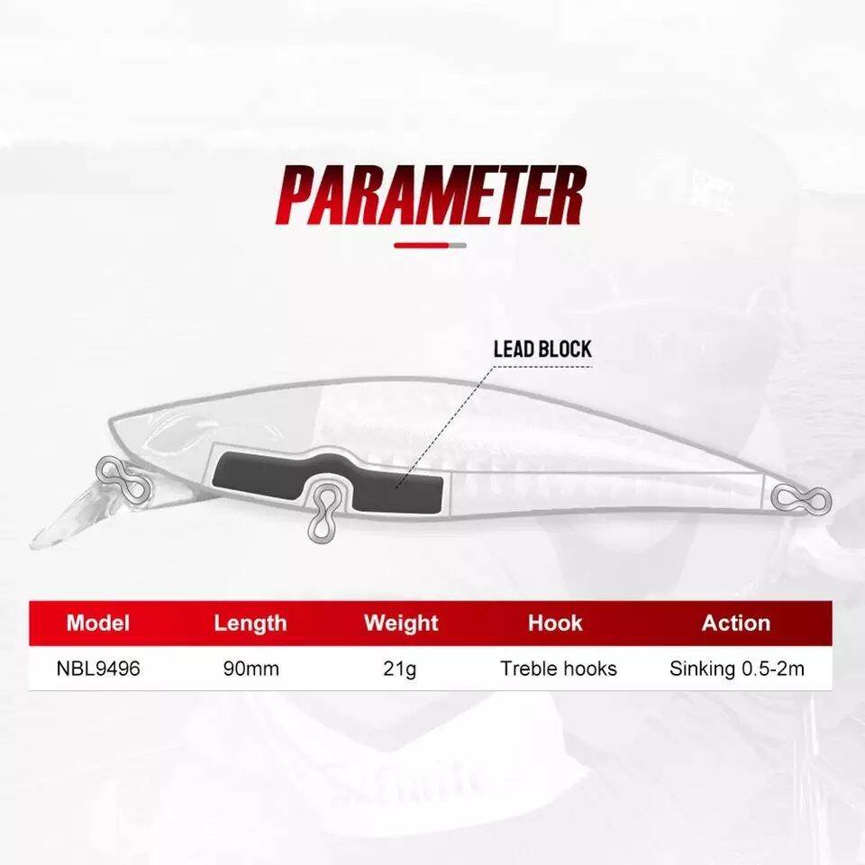 NOEBY NBL9496 MỒI CÂU CÁ 90mm/21g
