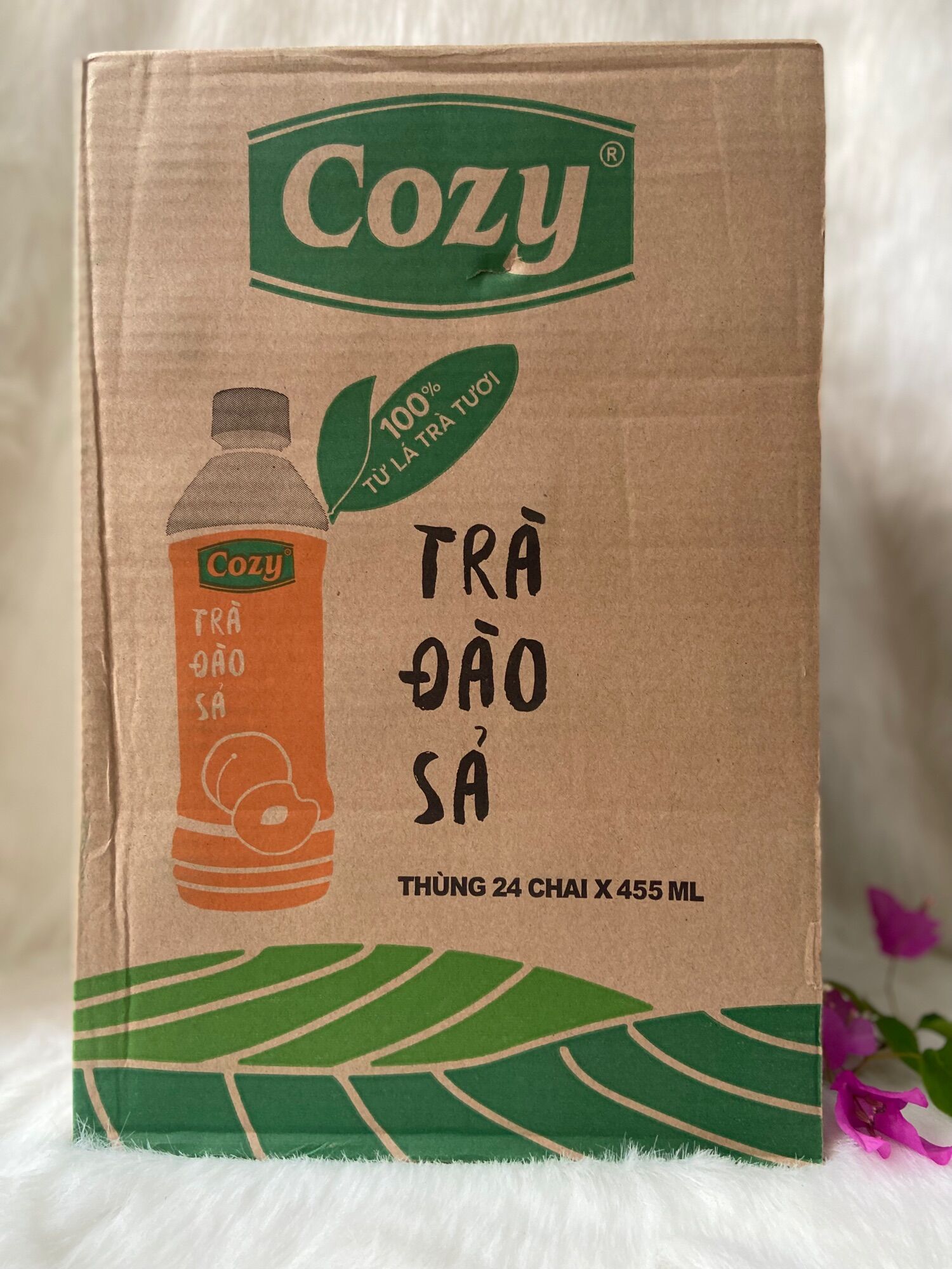 1 thùng trà đào sả cozy /24 chai *455ml