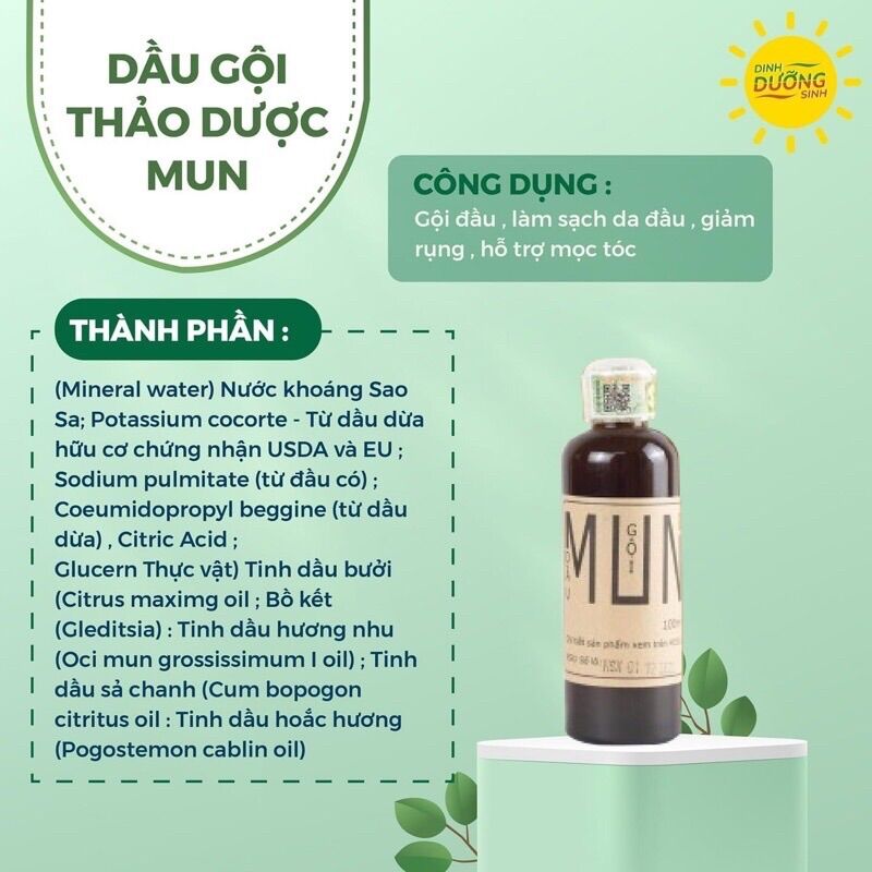 Dầu gội bồ kết mun giảm rụng tóc, hỗ trợ móc tóc hiệu quả- htx sinh dược 100ml
