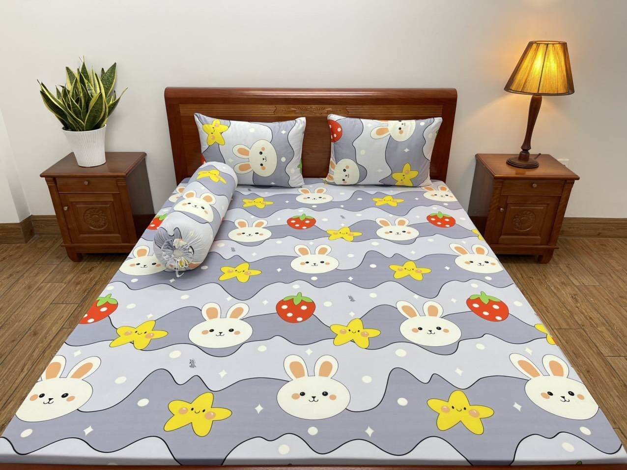Bộ 4 món drap ga giường thun lạnh hàn quốc mẫu hoa mới -đủ size