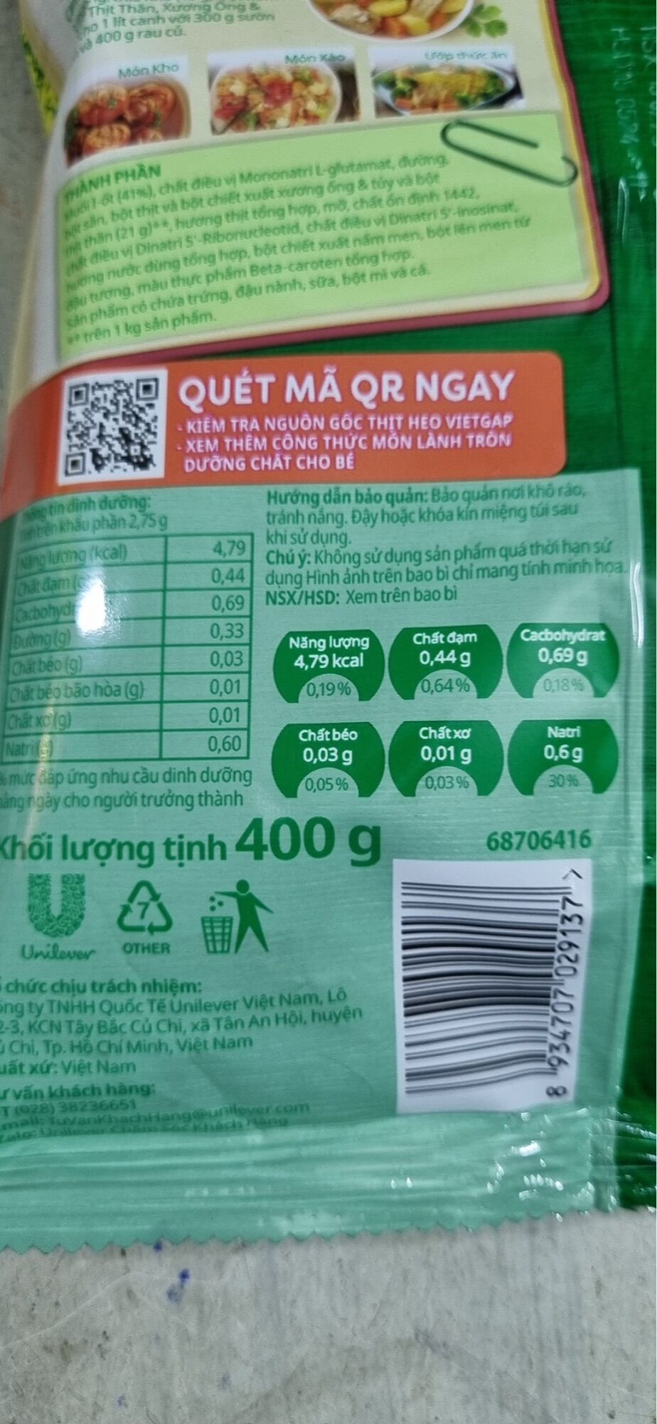 Hạt Nêm Knor 400g Hàng Có Tặng Gói Nhỏ