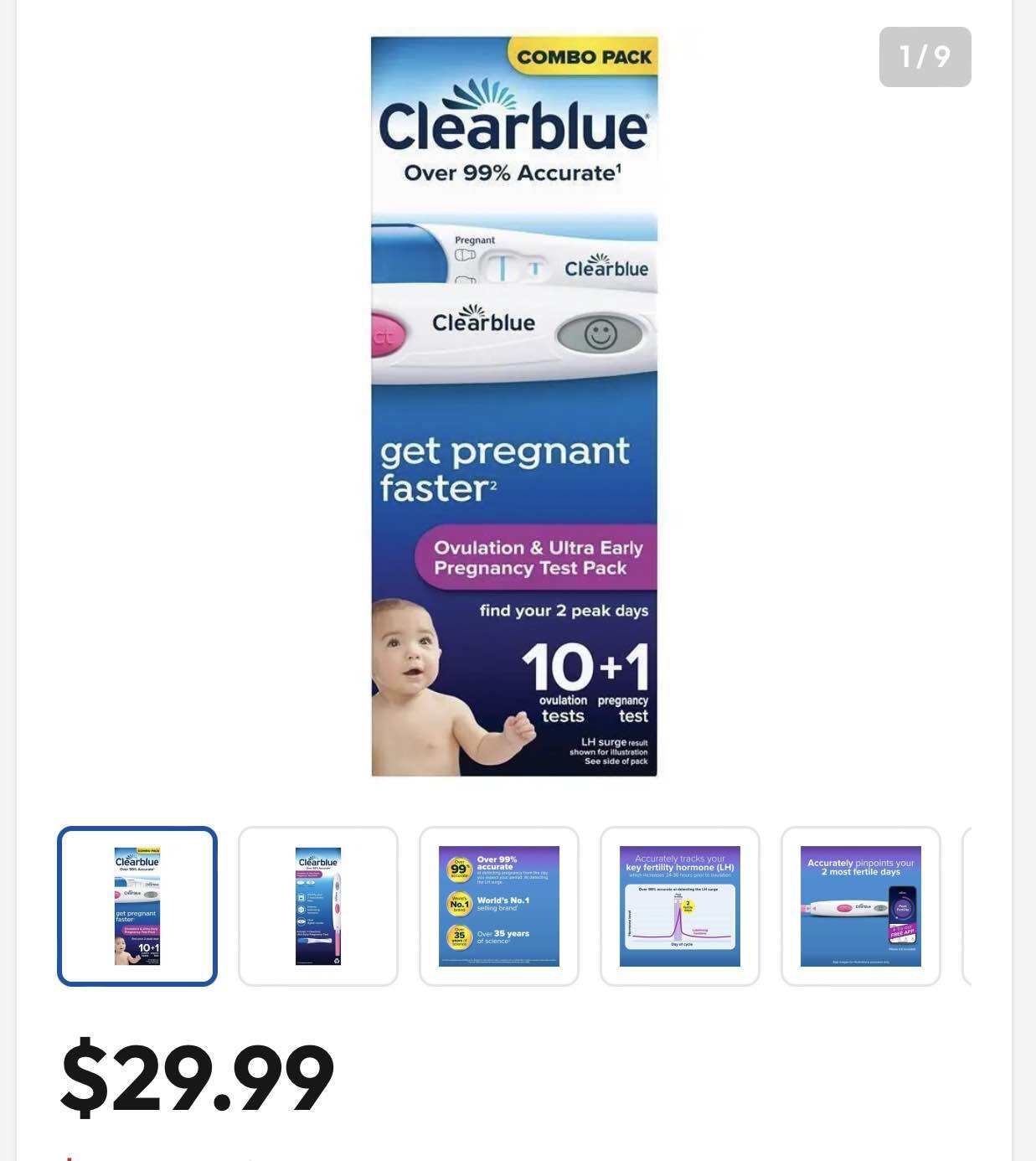 Que thử rụng trứng Clearblue que Advanced Digital Ovulation Kit Test 10 Pack
