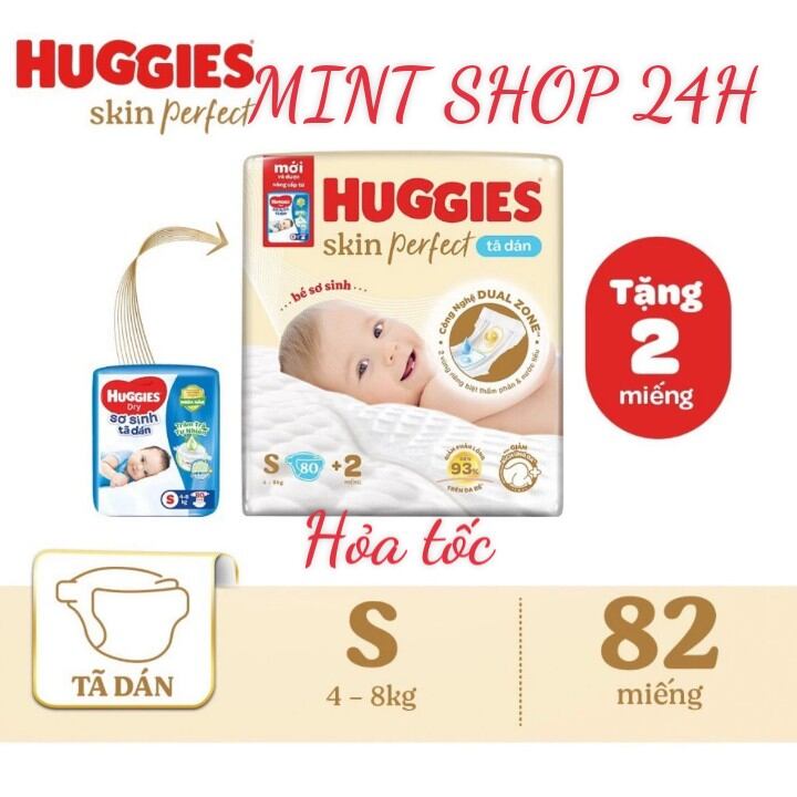 Tã dán Huggies skin perfect mới S80+ miếng