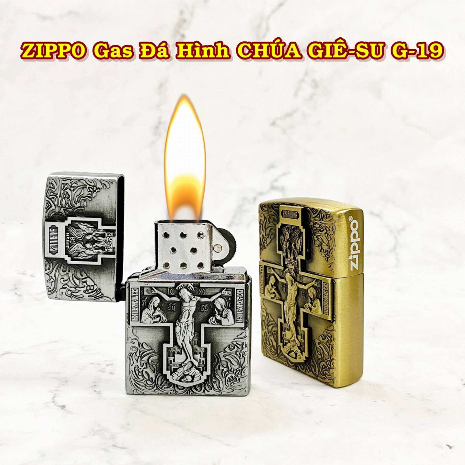 [HCM] Bật Lửa Zippo Gas Đá Hình Khắc Nổi Các Kiểu (Chọn Mẫu)