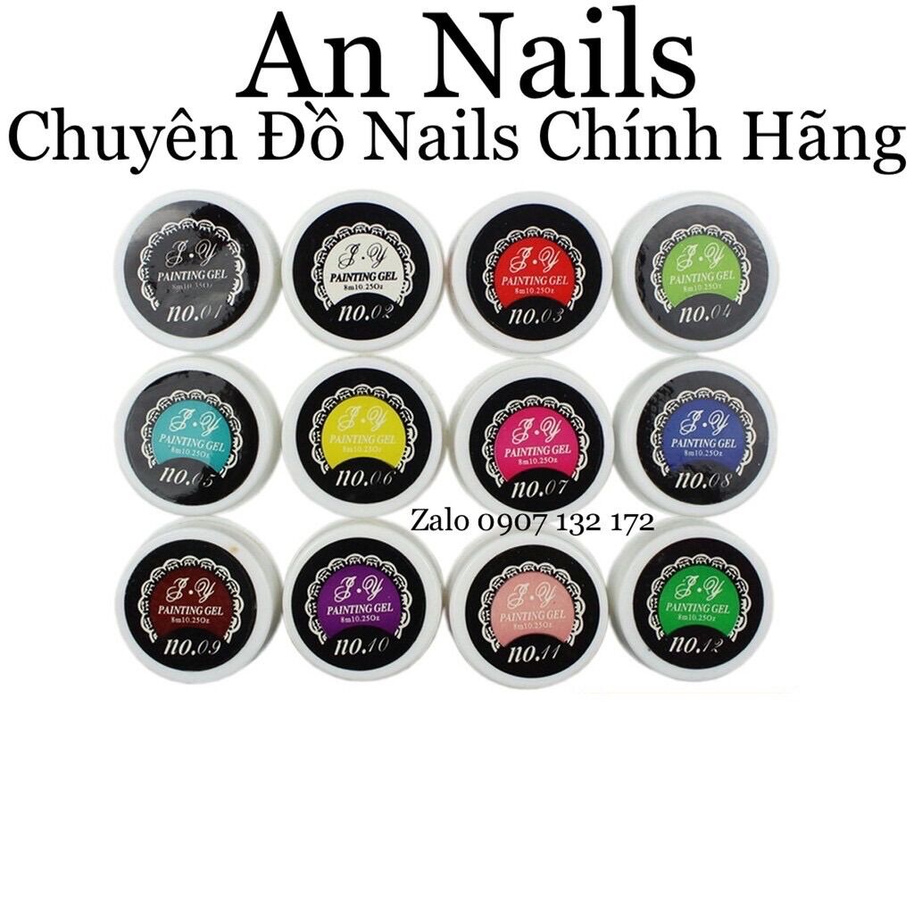 Gel vẽ nail 12 màu,gel vẽ móng tạo loang,vẽ hoa văn,,