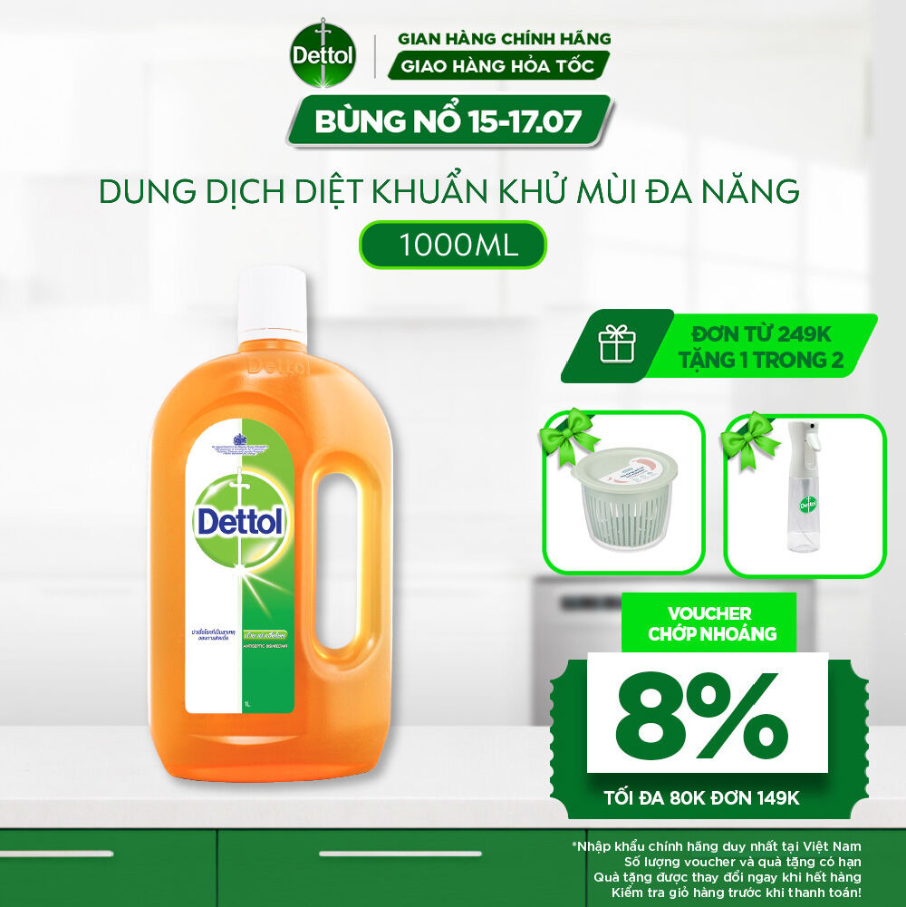 Dung Dịch Diệt Khuẩn Khử Mùi Đa Năng Dettol, Chai 1L