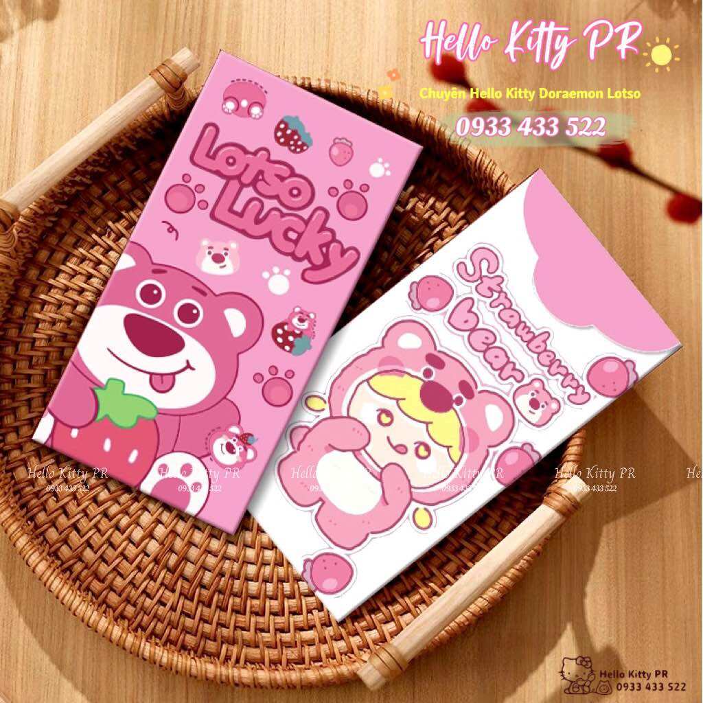 [Freeship Max] Bao lì xì gấu dâu Lotso - HelloKitty PR - Doremon Doraemon