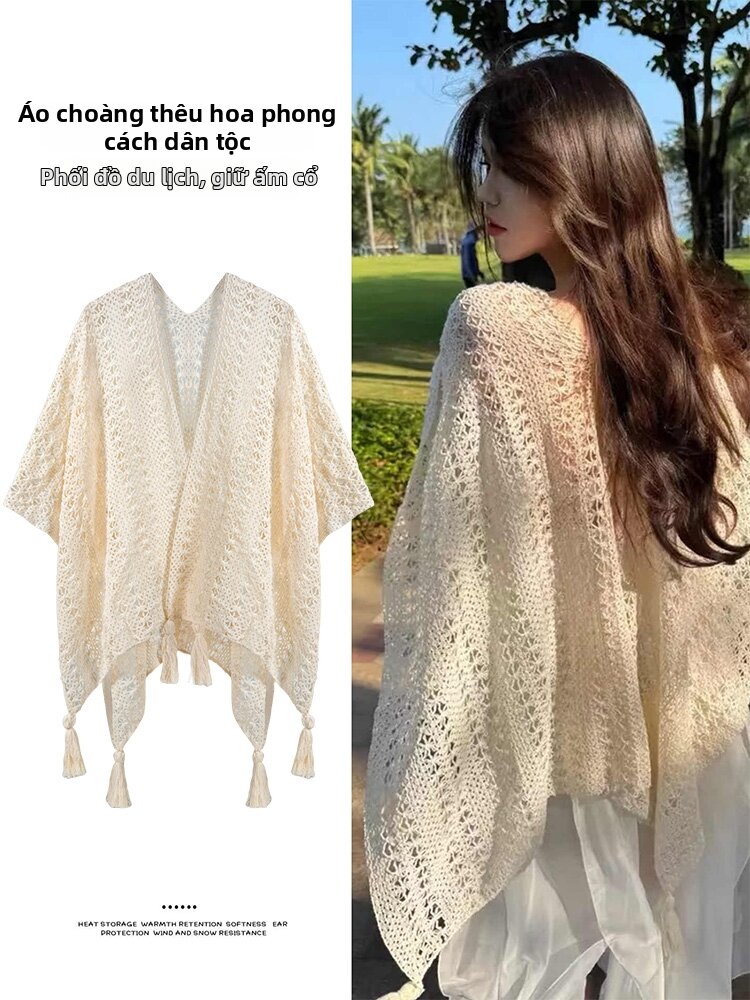BAOYINFEI | Áo Cardigan Dệt Kim Voan Trắng