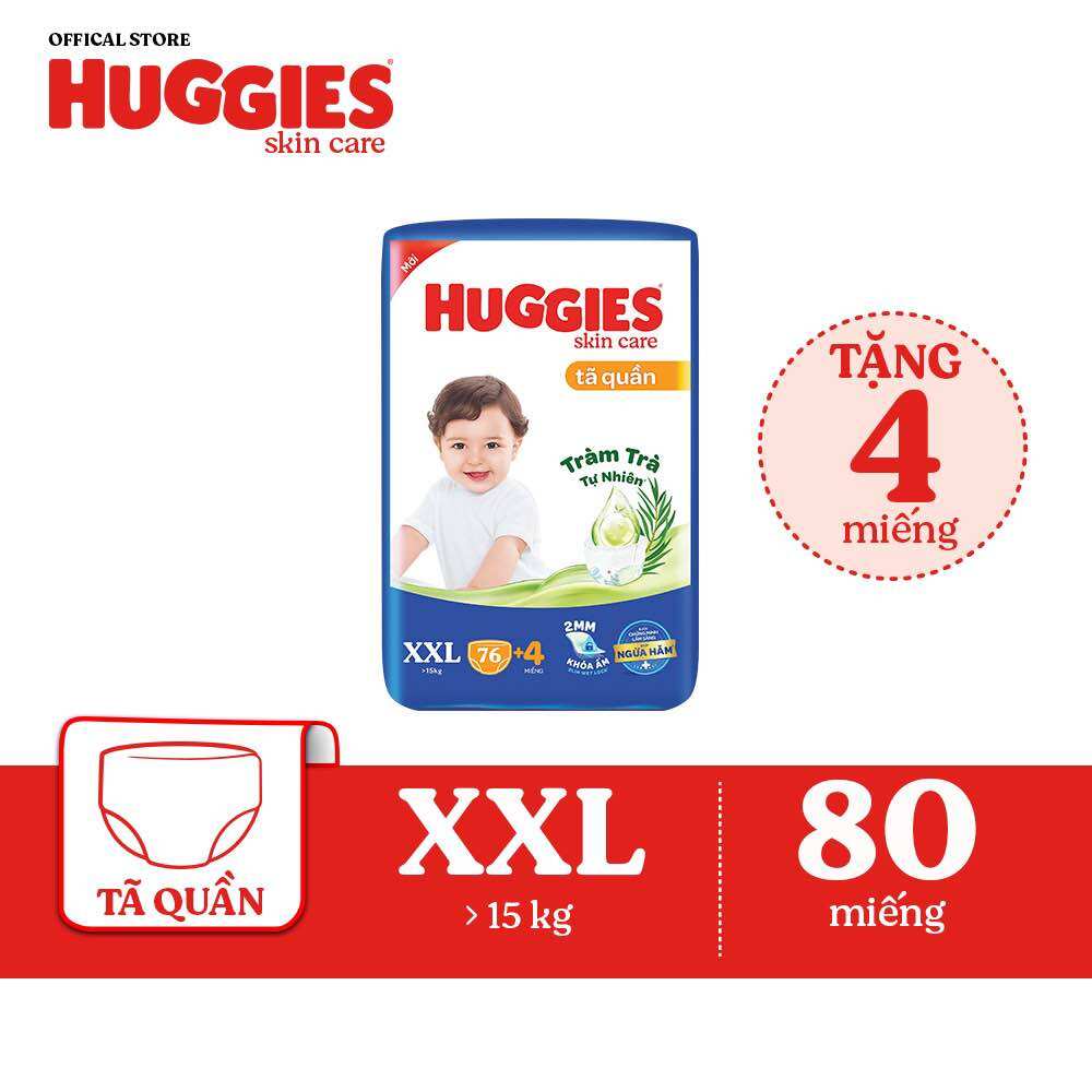 Tã quần huggies skincare mega jumbo m106/l96+8/xl84+4/xxl76+4 miếng