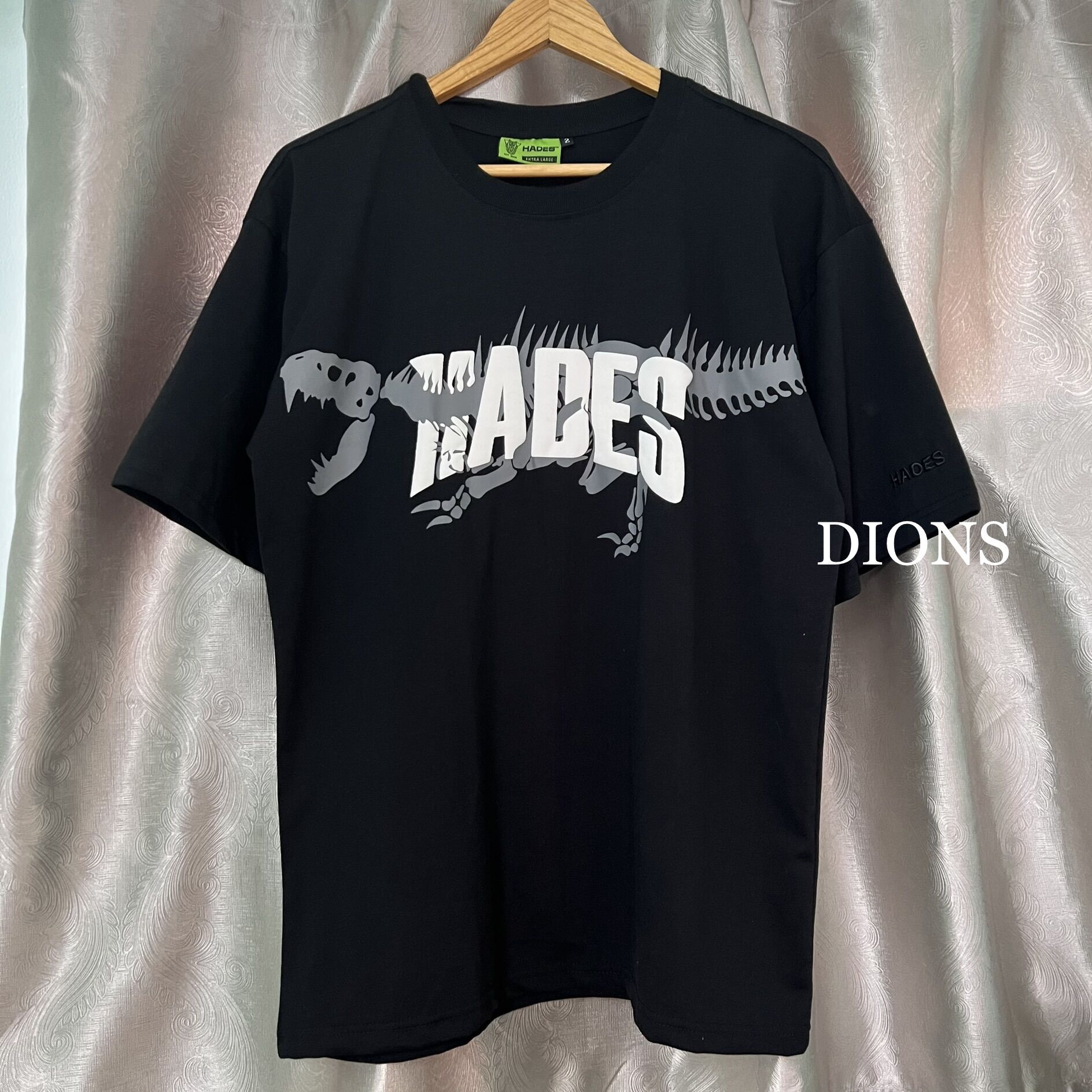 Áo Thun Loca Brand HADES Tay Lỡ Unisex T-REX 100% Cotton In nổi khủng long t rex unisex nam nữ Full Tag Vải DIONS STORE