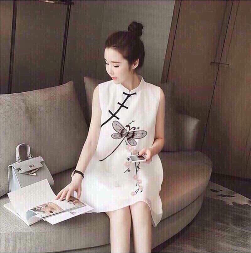 Đầm suông cổ tàu chuồn chuồn