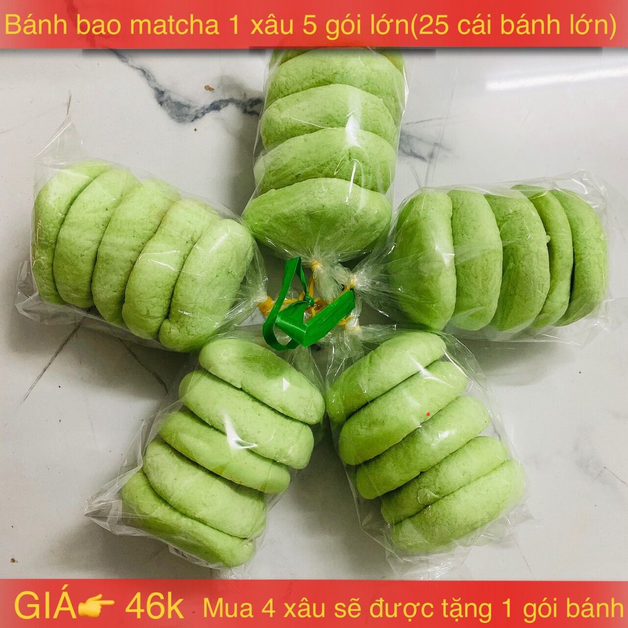 Xâu bánh bao matcha to
