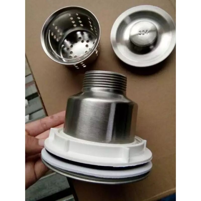 Quả xi phông inox thoát bồn rửa chén, bát phi 110 và phi 140.