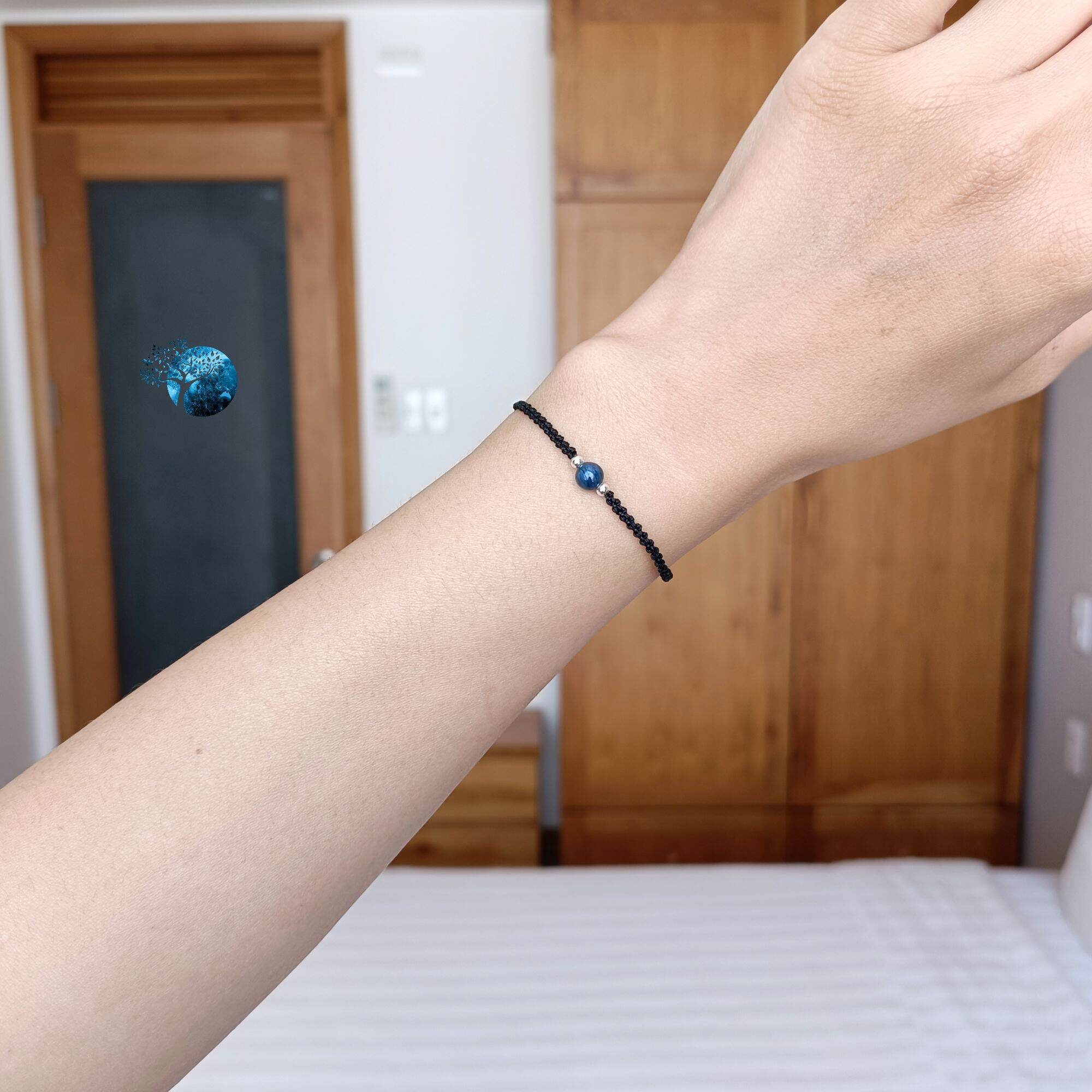 Vòng tay tết dây đá kyanite 5mm