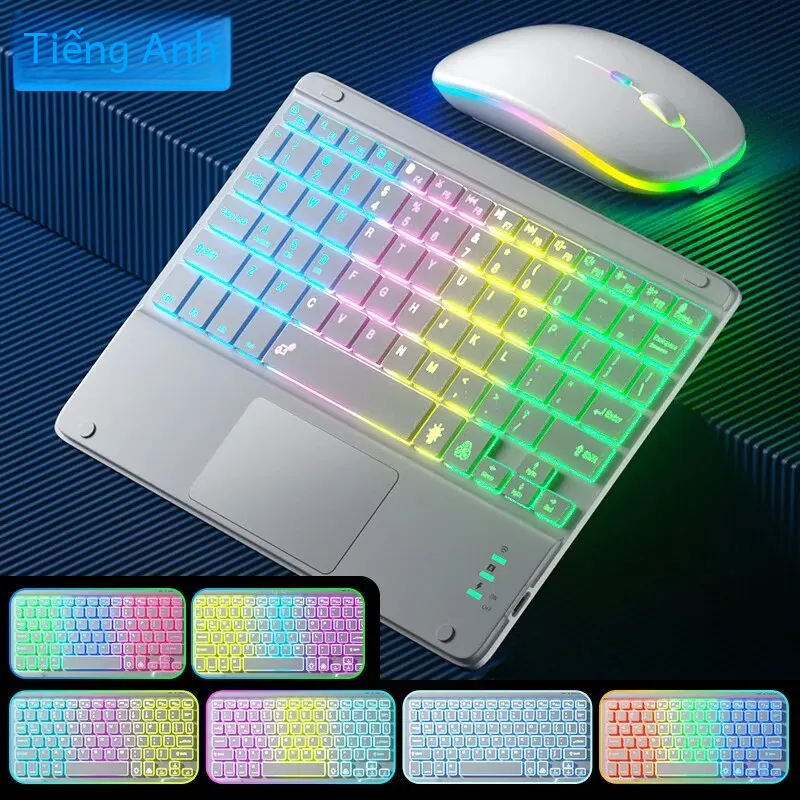 Bàn phím bluetooth điện thoại máy tính bảng cho ipad sạc backlit hàn quốc bàn phím tây ban nha có bàn di chuột cho android/cửa sổ