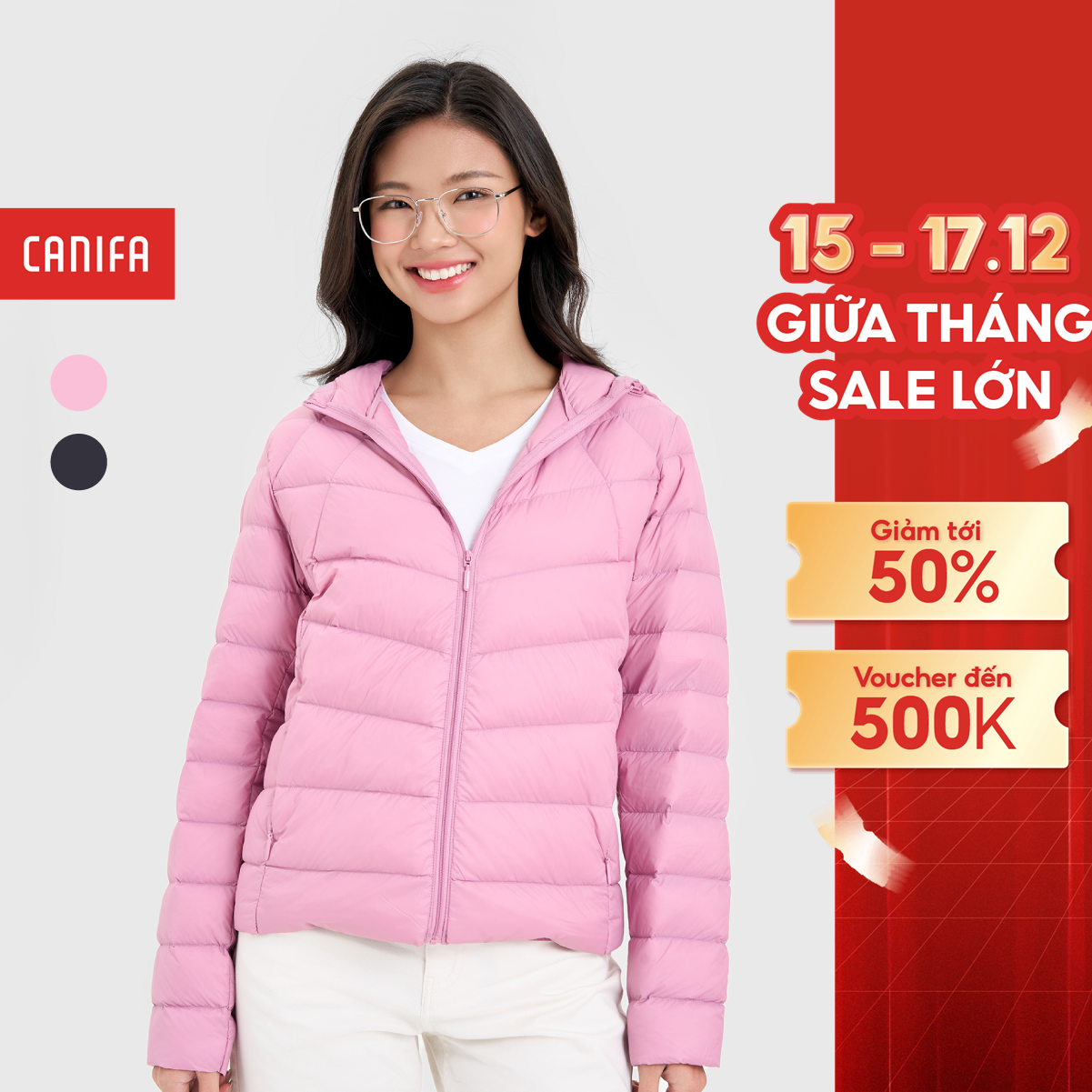 15-17.12 GIẢM TỚI 50% Áo khoác lông vũ nữ CANIFA 6OT24W012