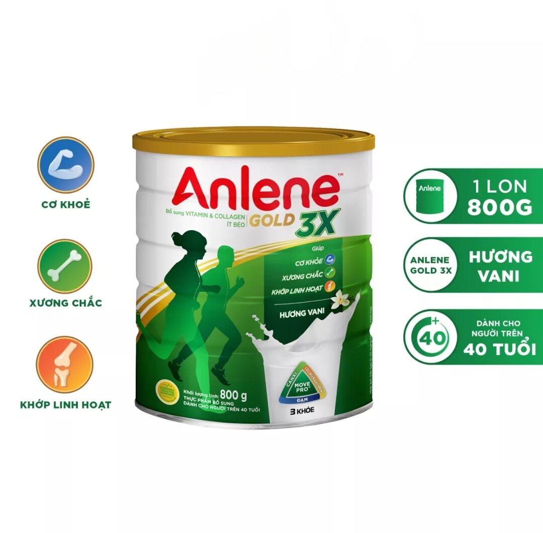 Sữa Bột Anlene Gold 3X Hương Vani 800g [Date Mới]