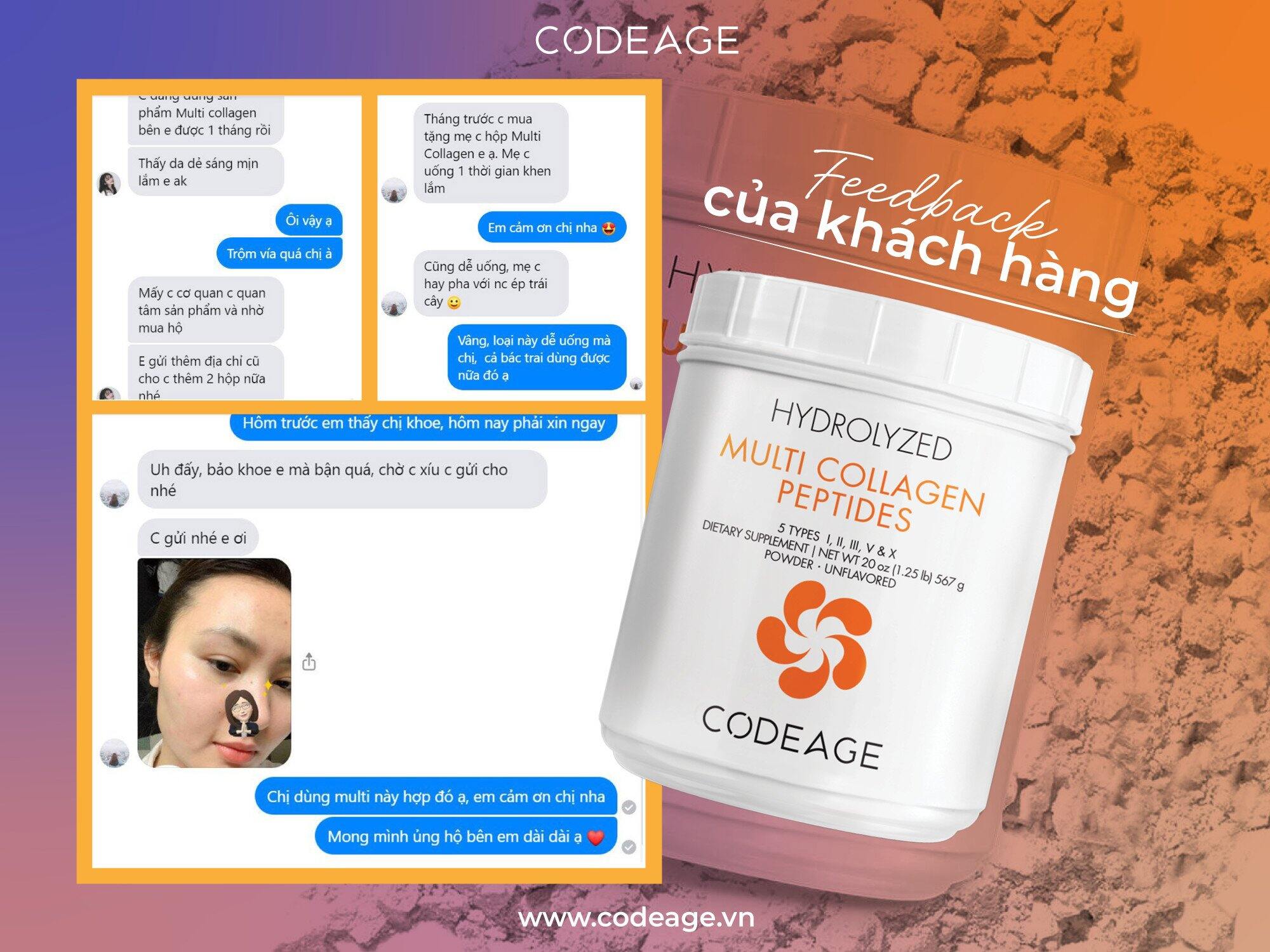 Bột Multi Collagen Peptides Codeage Giúp Trẻ Hóa Toàn Diện 567g Chính Hãng