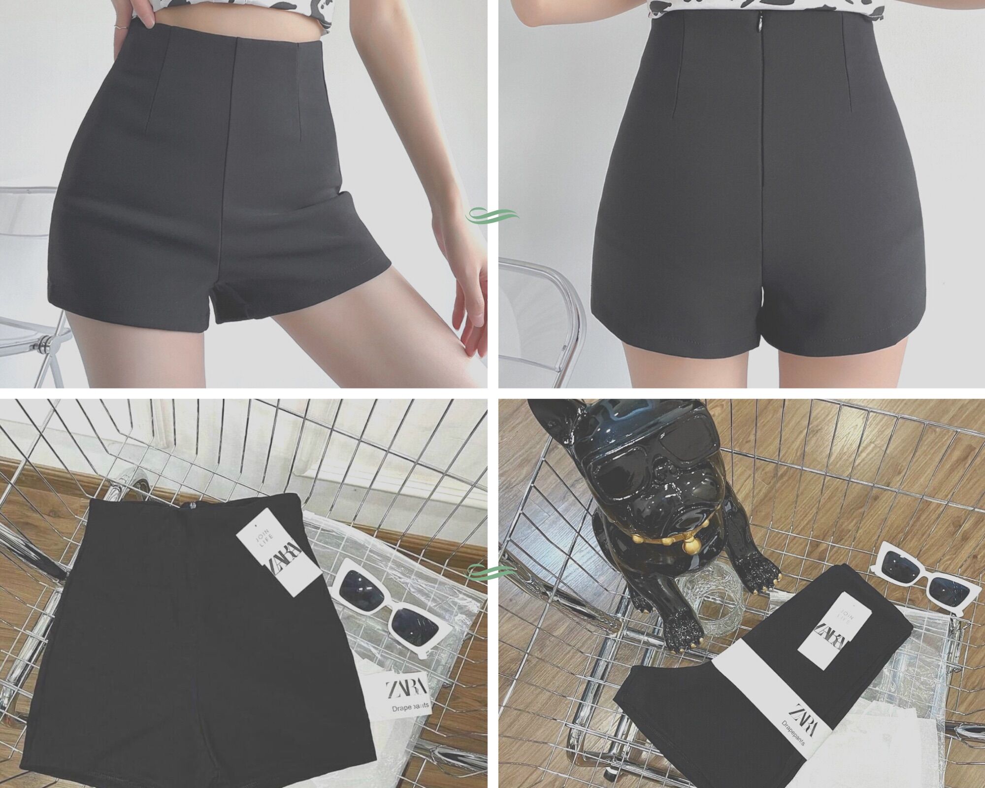 Quần short đùi umi cạp cao khoá sau