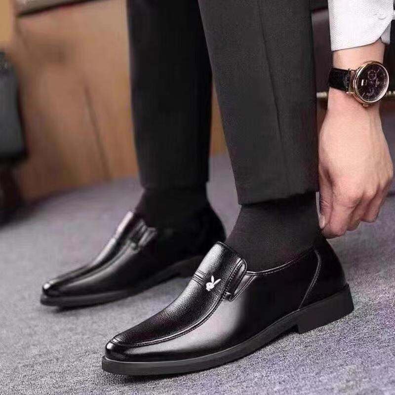 Giày Da Trang Phục Công Sở Thường Ngày Mẫu Mới 2023 Cho Nam Trang Phục Chính Thức Công Sở Đế Mềm Phong Cách Hàn Quốc Ôm Chân Trung Niên Cao Tuổi Bố Nam Đục Lỗ Chống Trượt