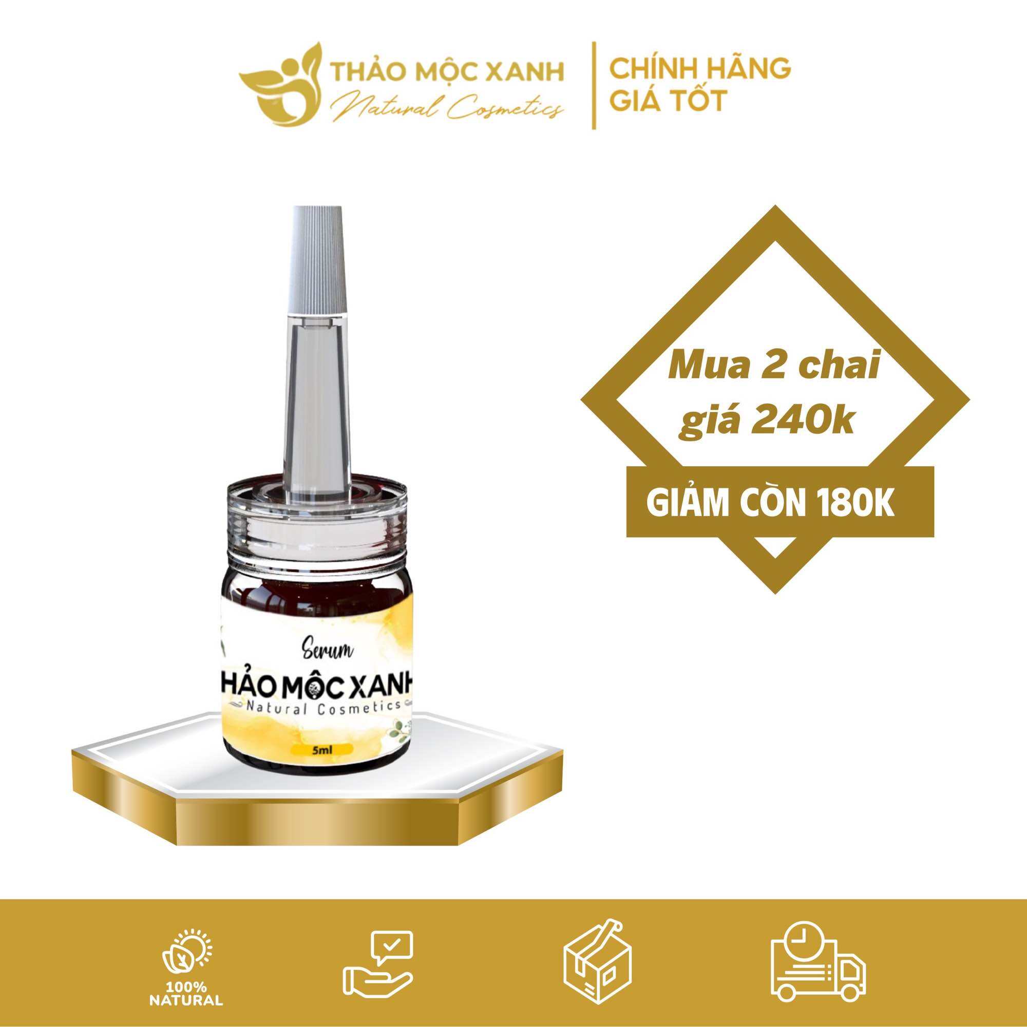 Serum Thảo Mộc Xanh X5 - Dưỡng Trắng, căng bóng (2 lọ)