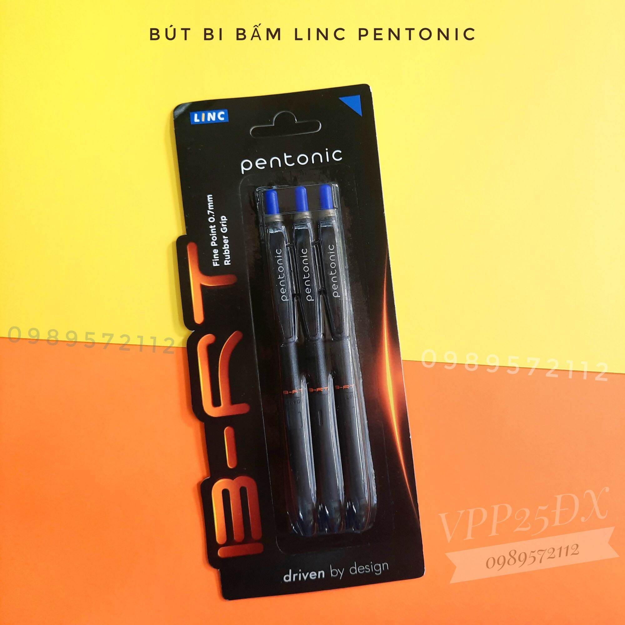 Bút bi bấm Linc pentonic 0.7mm (vỉ 3 cái)