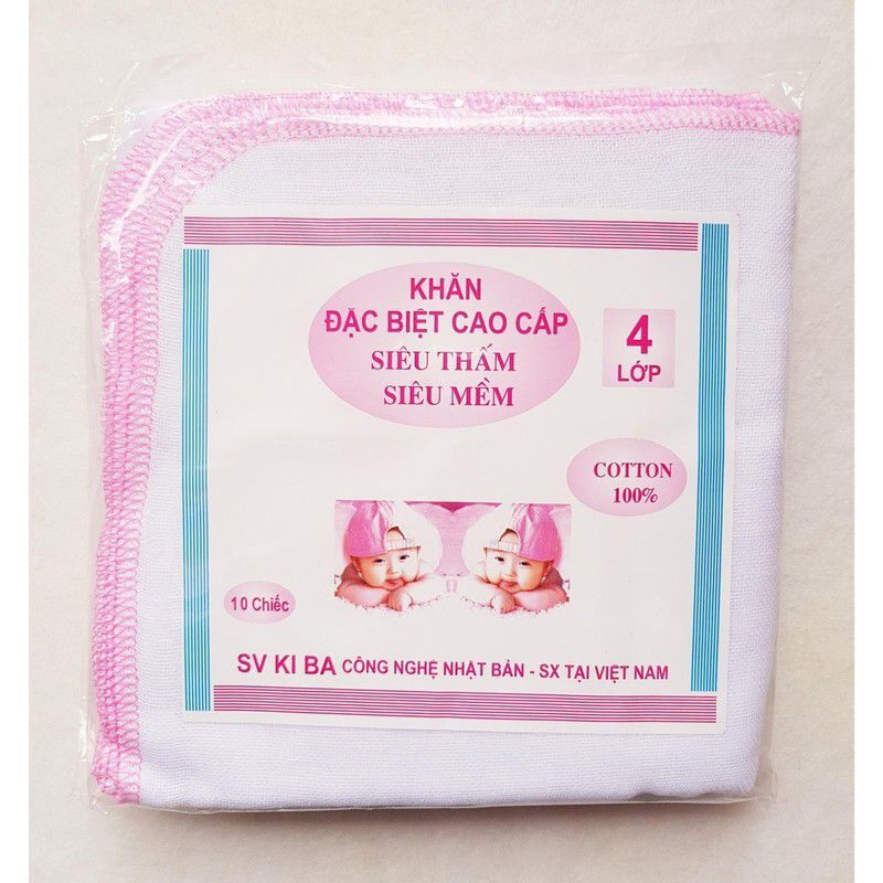 Set 10 Khăn Sữa Cho Bé KiBa 4 lớp