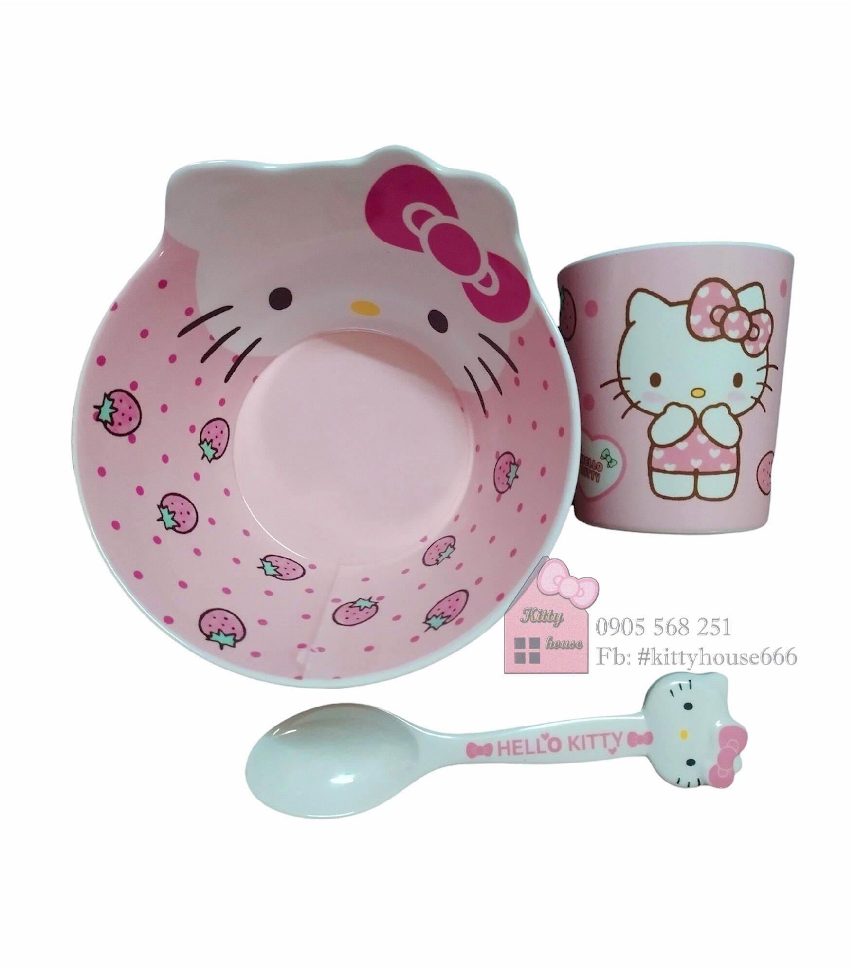 🌸COMBO TÔ/CHÉN LY MUỖNG HELLO KITTY