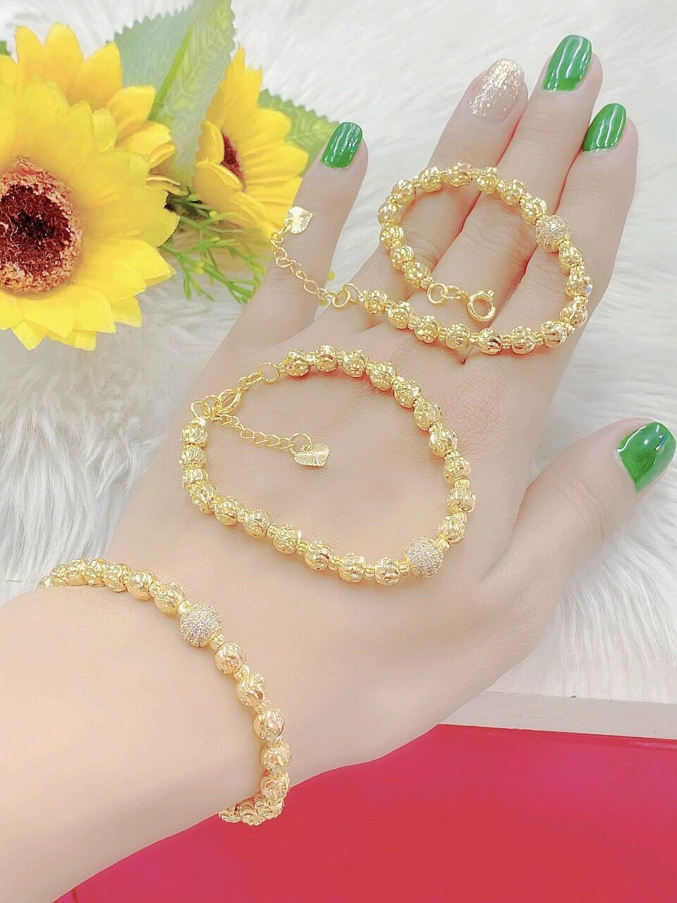 Lắc bi nữ mạ vàng 18k siêu đẹp