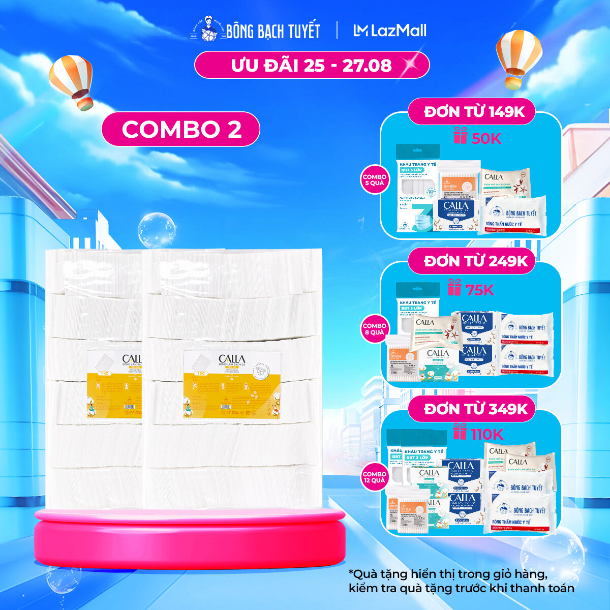 Combo 2 Bông tẩy trang làm sạch da Bông Bạch Tuyết Calla Mềm Mịn