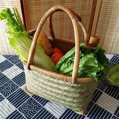 Giỏ tre đan lát, giỏ đựng trái cây, lớp đầu tiênbbàn tay tre đựng gà mây dã ngoại giỏ mua sắm thân thiện với môi trường
