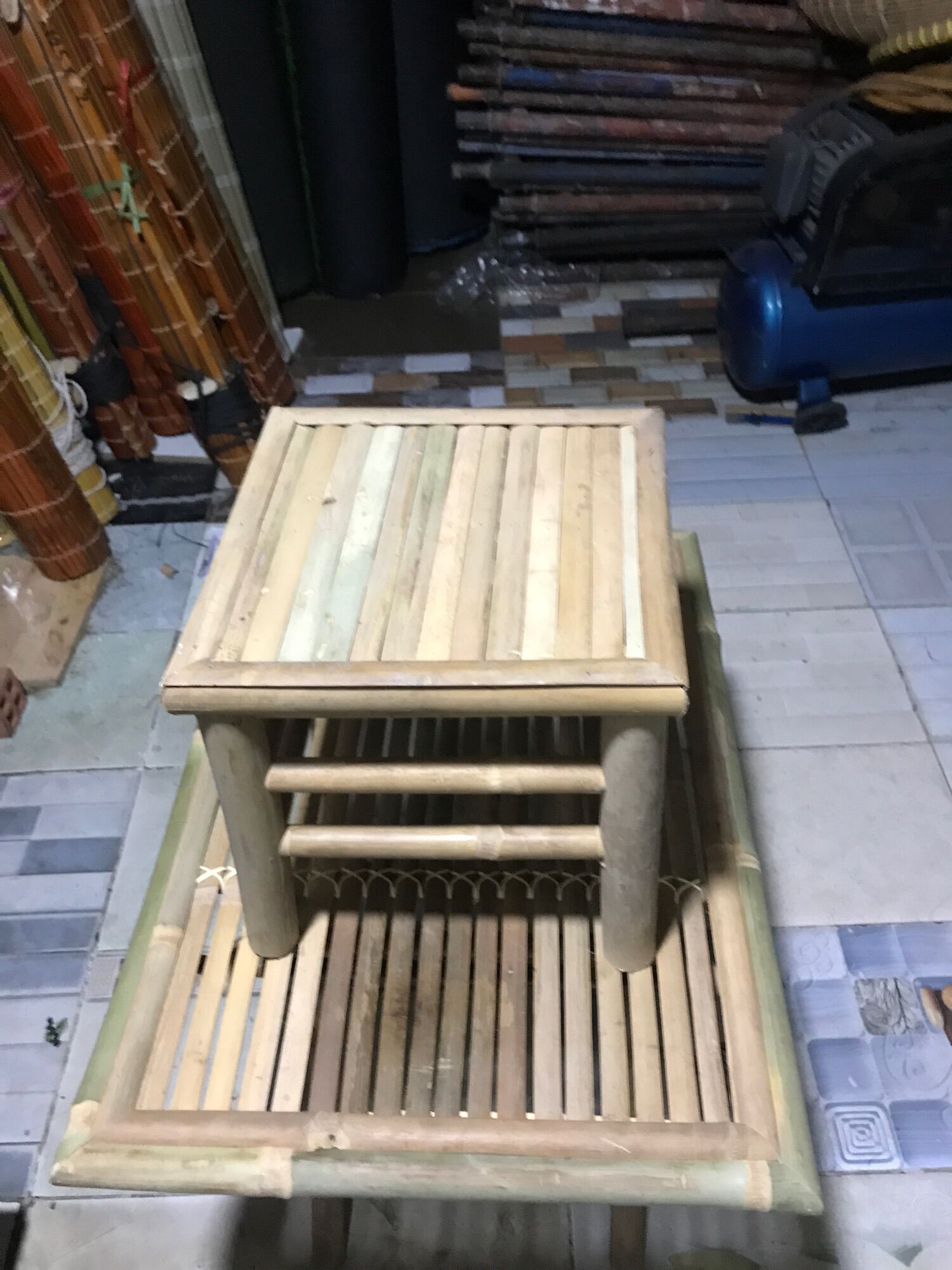 Ghế đôn tre kt 30 x30 trang trí Tết,ngồi uống trà,ngồi làm quán ăn