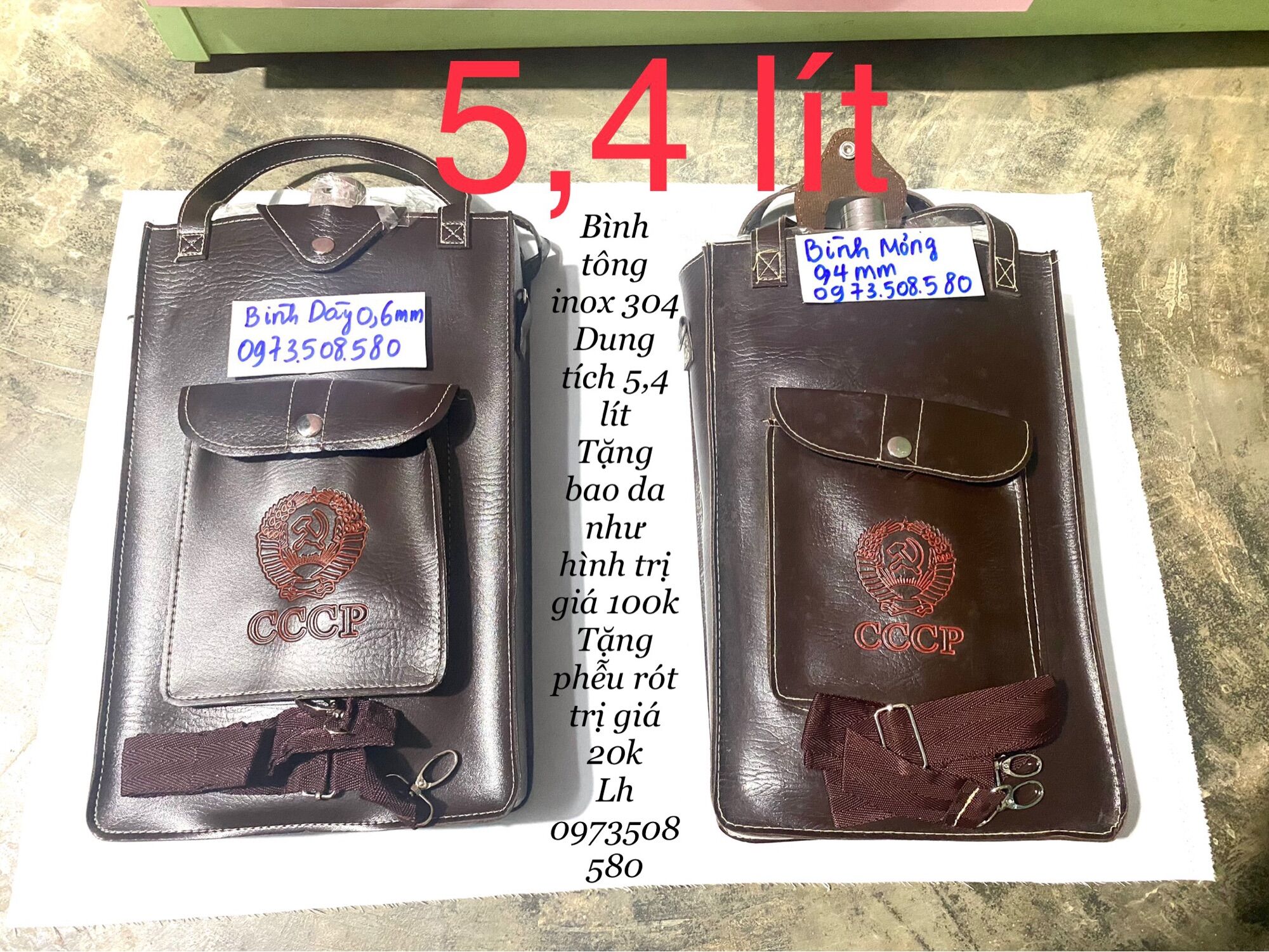 Bình  5,4 lít   tặng kèm túi Da ( 1 ly 20k)